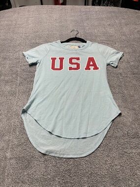 Chaser Light Blue Short Sleeve Tee with Red USA Graphic